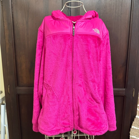 The North Face Osito Hooded Fleece Pink Women’s size Large Fuzzy Gorbcore - Picture 3 of 12